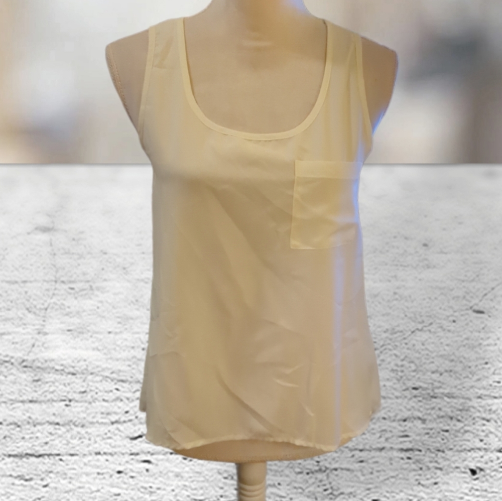 Edge sheer tank with open back cream color size S